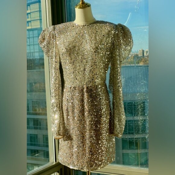 🆕 BRONX & BANCO 🧿 NWOT Tessa Silver Sequin Mini Dress, Sz L US 8 - Picture 12 of 15